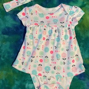 EUC/COM By Carter’s | Onesie Dress w/Hairband